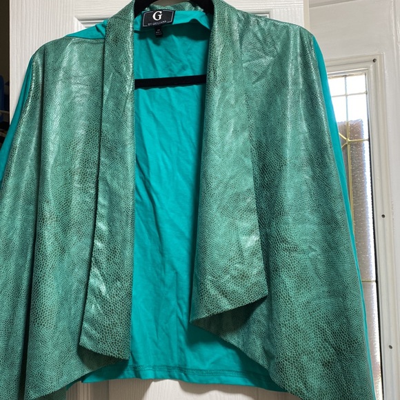 G by Giuliana faux snake skin moto jacket top - Picture 1 of 7